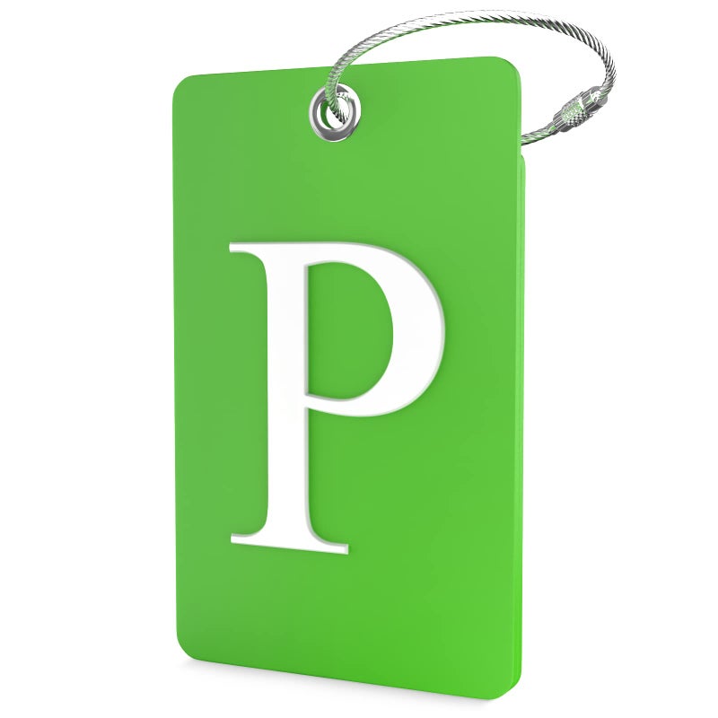Shacke Luggage Tag Initial â€“ Fully Bendable Tag w/Stainless Steel Loop (Letter P) - Image 1